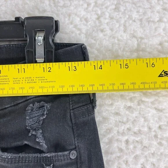 Mother Black Denim Looker Ankle‎ Fray Skinny Jeans Womens Destroyed Size 26 - Picture 9 of 16
